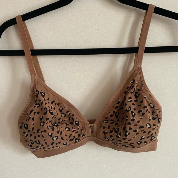 LIVELY Brown Leopard Print No Wire Bralette size 2 - Picture 1 of 10
